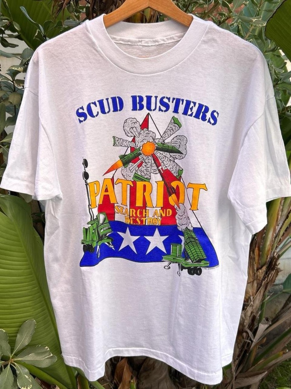 Vintage 1991 Scud Busters Patriot Missile Gulf War T Shirt XL